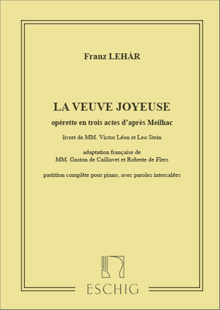 Veuve Joyeuse (Vedova Allegra) Valses Piano
